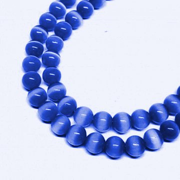 Korálky 8 mm - kočičí oko modré tmavé 22 ks