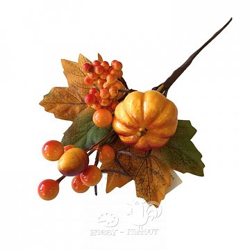 Dekorace dýně a listy podzimní zápich 21 cm