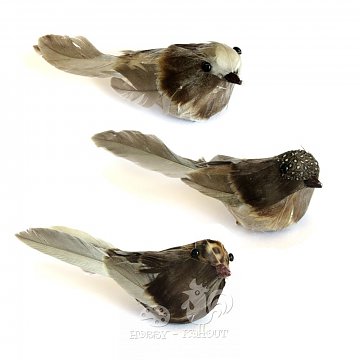 Dekorace ptáček hnědý 10 cm 1 ks