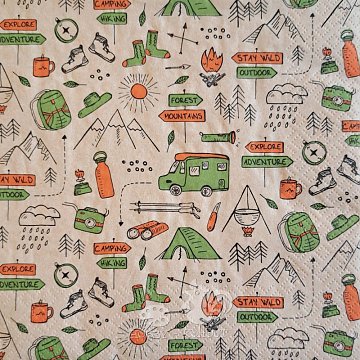 Ubrousek na decoupage - vzor 2667 kempingový eco