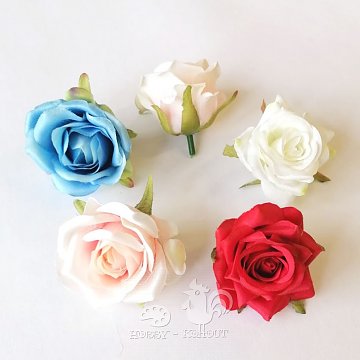 Dekorace květ růže 5 cm / 1 ks bílá