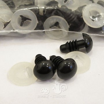 Oči bezpečnostní kulaté černé 12 mm / 2 ks