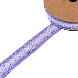 Jutová stuha s krajkou, šíře 2,5 cm - fialová sv. 1 m