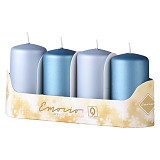 Svíčky adventní metalické 4 ks modré mix