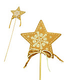 Dřevěná dekorace hvězda 7 cm - zápich 25 cm