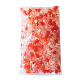 Broušenky a mačkané korálky směs 100 g oranžová / bílá