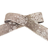 Stuha juta vločky š. 40 mm šedá potisk 1 m