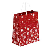Dárková taška vánoční 23x18 cm - červená, vločky