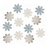 Dřevěná dekorace - vločky 4 cm modré a bílé 12 ks