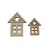 Dekorace domečky přírodní - 2 ks, různé velikosti