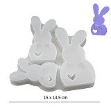 Forma silikonová - 3 velikonoční zajíci se srdíčkem