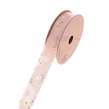 Jarní stuha s kopretinami š. 2,5 cm - růžová sv. 1 m