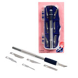 Skalpelový řezák + 6x náhradní čepele v pouzdře