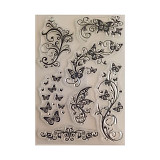 Razítko silikon 11x16 cm Motýlci a ornamenty