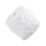 Perličky plastové 3 - 8 mm na silonu - bílé 3 m