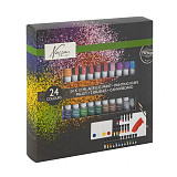 Akrylové barvy sada 24 ks x 12 ml paleta, 2 štětce, malířská deska, špachtle