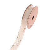 Jarní stuha s kopretinami š. 2,5 cm - béžová 1 m