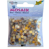 Mozaika plastová 0,5 x 0,5 cm třpytky - zlatá, hnědá, poslední 1 ks
