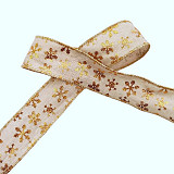 Juta stuha vločky š. 40 mm - přírodní a zlatá 1 m