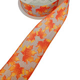 Stuha dekorační listy š. 6,3 cm - 1 m