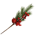 Dekorace větvička vánoční - bobule, jablíčko 35 cm