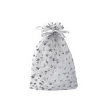 Organzový sáček 7x5 cm vánoční s hvězdičkami