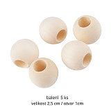 Dřevěné korálky 25 mm světlé přírodní 5 ks