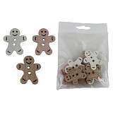 Dřevěná dekorace - perníčky 4 cm mix 12 ks