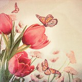 Ubrousek na decoupage - vzor 0710 tulipán, motýli