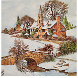 Ubrousek na decoupage - vzor 3303 zima, domečky, krajina