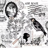 Ubrousek na decoupage - vzor 1712 vintage, ptáček, air mail