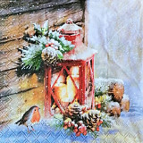 Ubrousek na decoupage - vzor 4404 lucerna, ptáček, vánoce