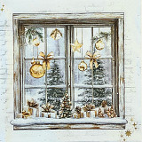 Ubrousek na decoupage - vzor 1714 vánoce, okno