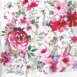 Ubrousek na decoupage - vzor 0225 růžové kytky akvarel