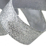 Stuha dekorační glitrová š. 25 mm stříbrná