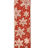 Stuha juta vločky š. 60 mm - bordó se zlatou, doprodej