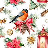 Ubrousek na decoupage - vzor 4414 ptáčci vánoce lucerna
