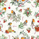 Ubrousek na decoupage - vzor 4457 malé motivy ptáčci vánoce