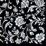 Ubrousek na decoupage - vzor 0756 kytky dekor černobílé