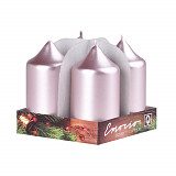 Svíčky adventní metalické 4 ks růžové