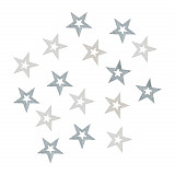 Dřevěné dekorace - bílé a modrošedé hvězdy 24 ks