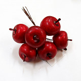 Dekorace jablíčka 3 cm - svazek 6 ks červená tm.
