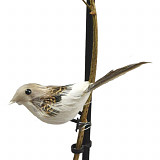 Dekorace ptáček na klipu 3x8 cm - přírodní hnědý 1 ks