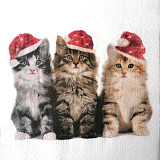 Ubrousek na decoupage - vzor 4052 tři kočky vánoce