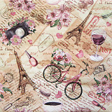 Ubrousek na decoupage - vzor 1822 Paříž, růžové kolo