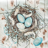 Ubrousek na decoupage - vzor 1564 vajíčka tyrkys, hnízdo