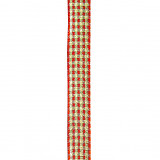 Stuha kostka s drátkem, š. 15 mm - červená 1 m