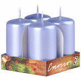 Svíčky adventní metalické 4 ks modré světlé