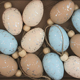 Vajíčka plast 4 cm / 12 ks hnědá a tyrkys