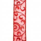 Stuha ornament š. 40 mm - červená